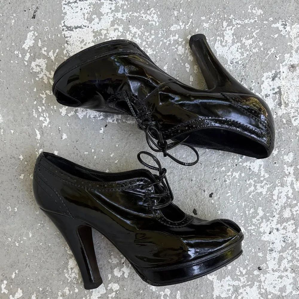 Fendi patent leather peep toe